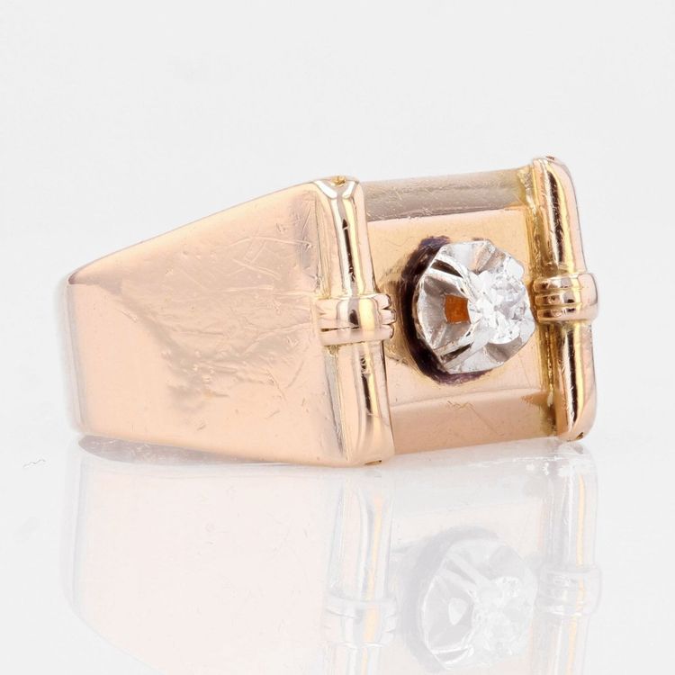 Tank Gold-Siegelring mit Diamanten