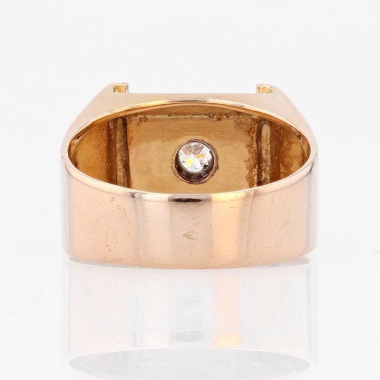 Tank Gold-Siegelring mit Diamanten