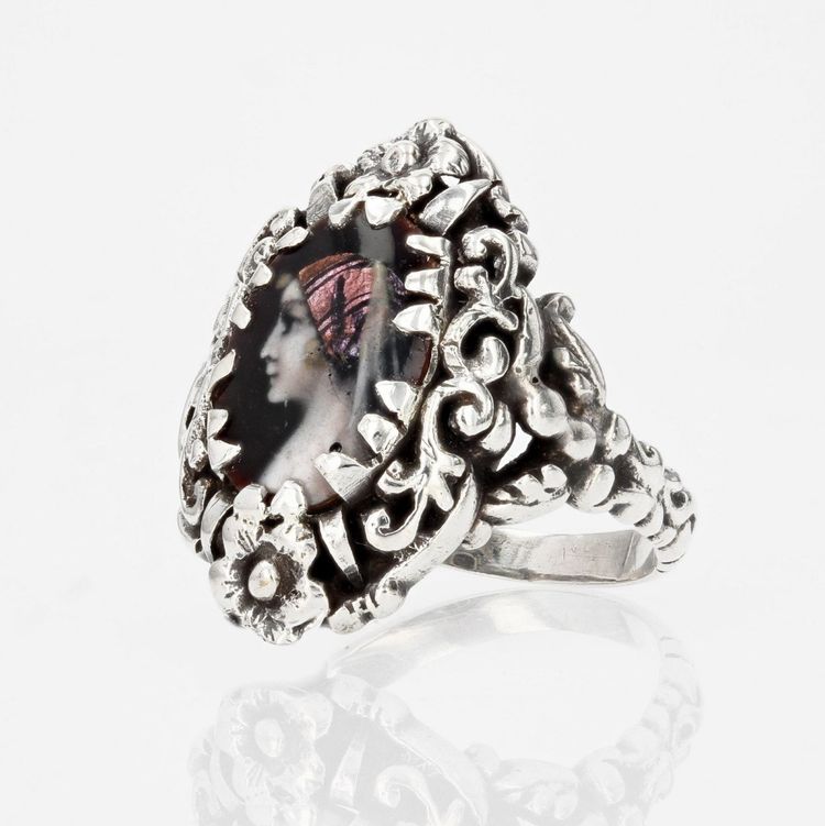 Antiker Silber-Emaille-Ring