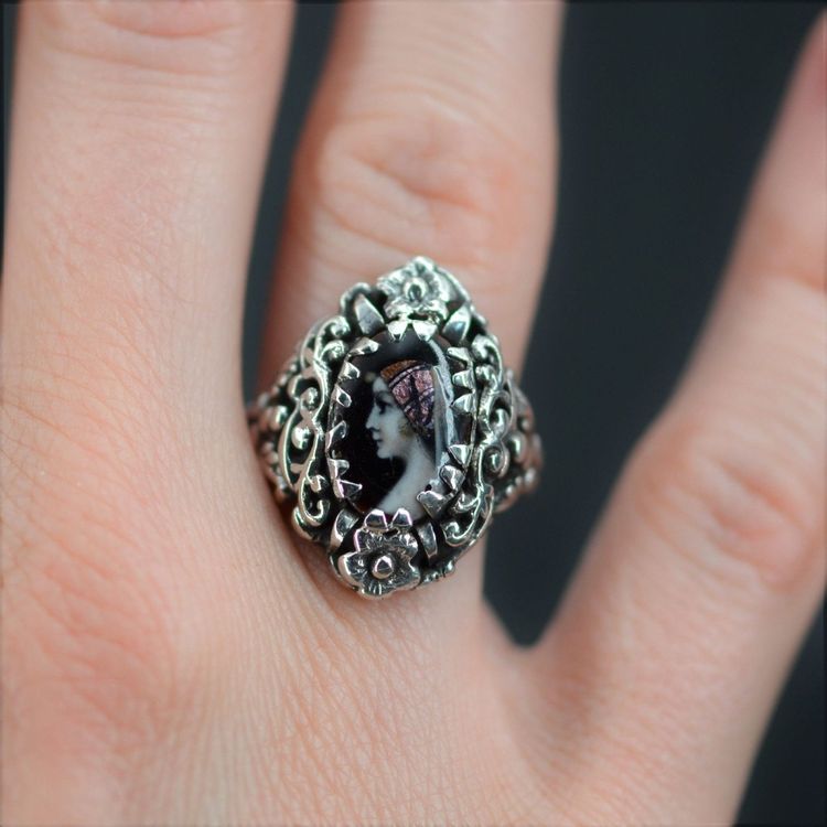 Antiker Silber-Emaille-Ring