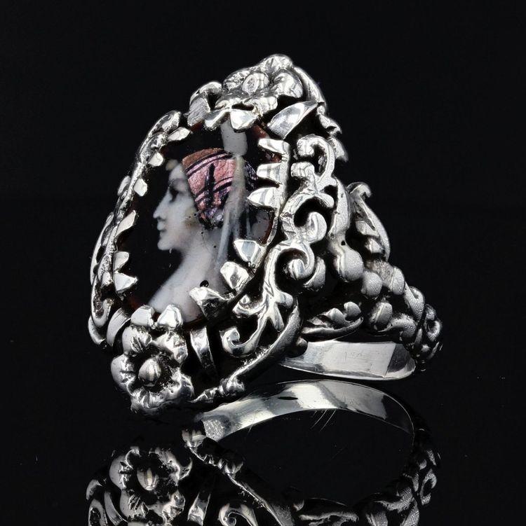 Antiker Silber-Emaille-Ring