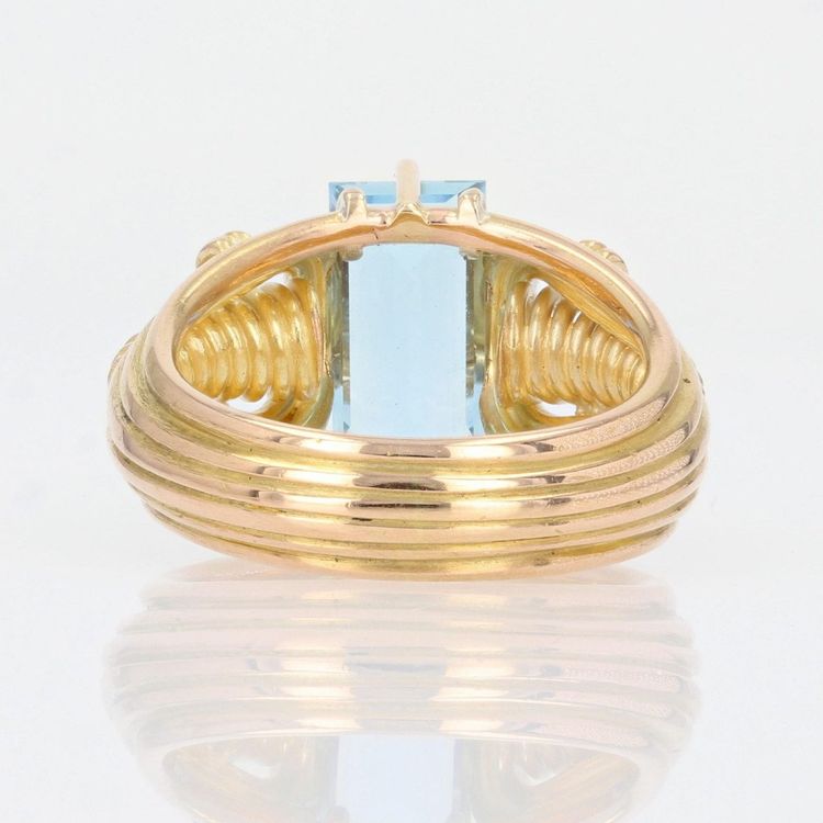 Bague Rétro Aigue-marine Et Or