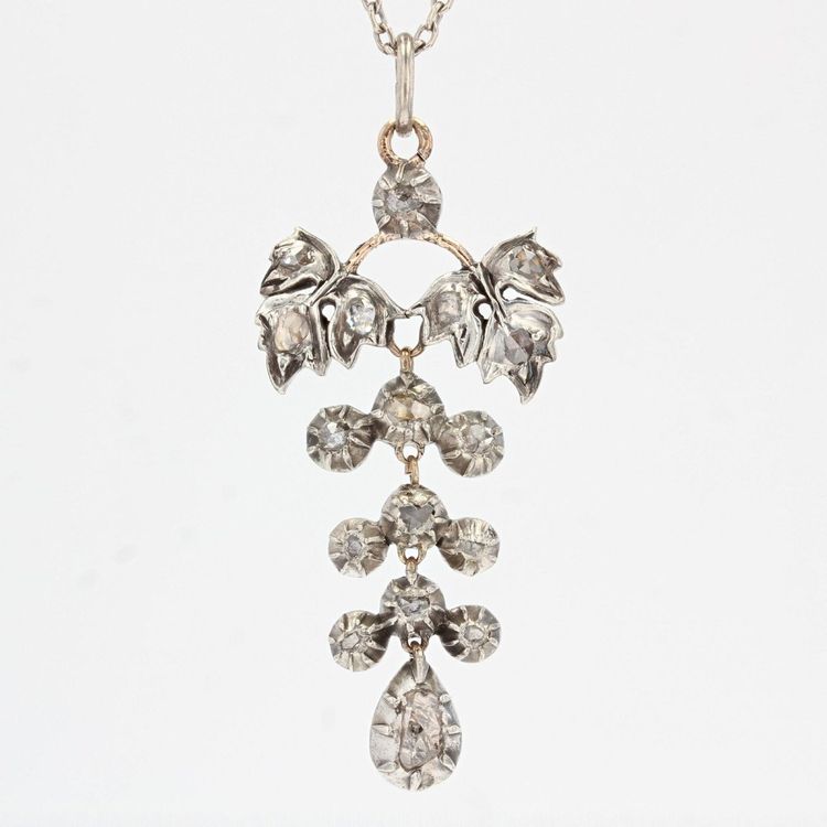 Old Silver Gold Diamonds Pendant
