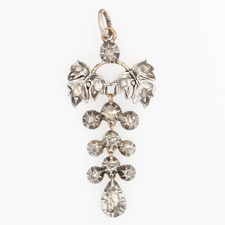 Old Silver Gold Diamonds Pendant