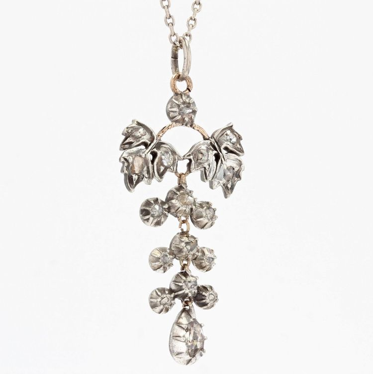 Old Silver Gold Diamonds Pendant