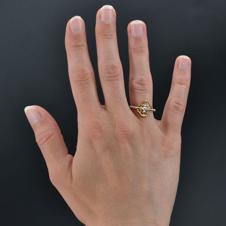 Yellow And White Gold Diamond Ring Arabesques Small Model