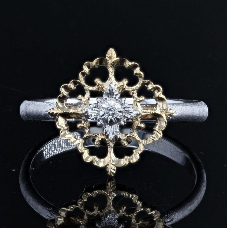 Yellow And White Gold Diamond Ring Arabesques Small Model