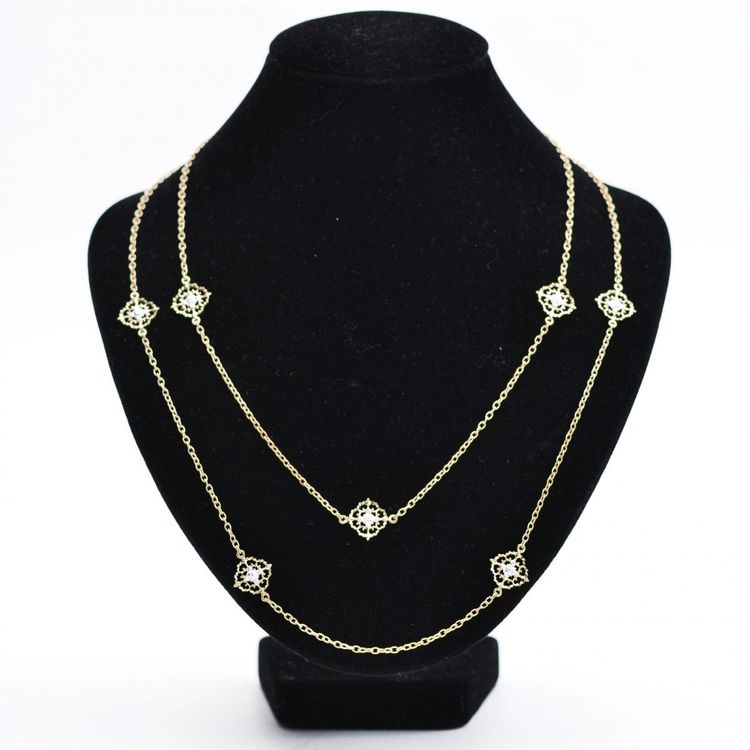 Sautoir Diamants Ors Jaune Et Blanc Arabesques
