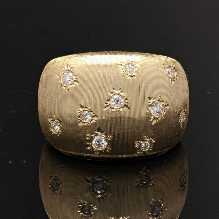 Bague Jonc Or Jaune Diamants Satinée