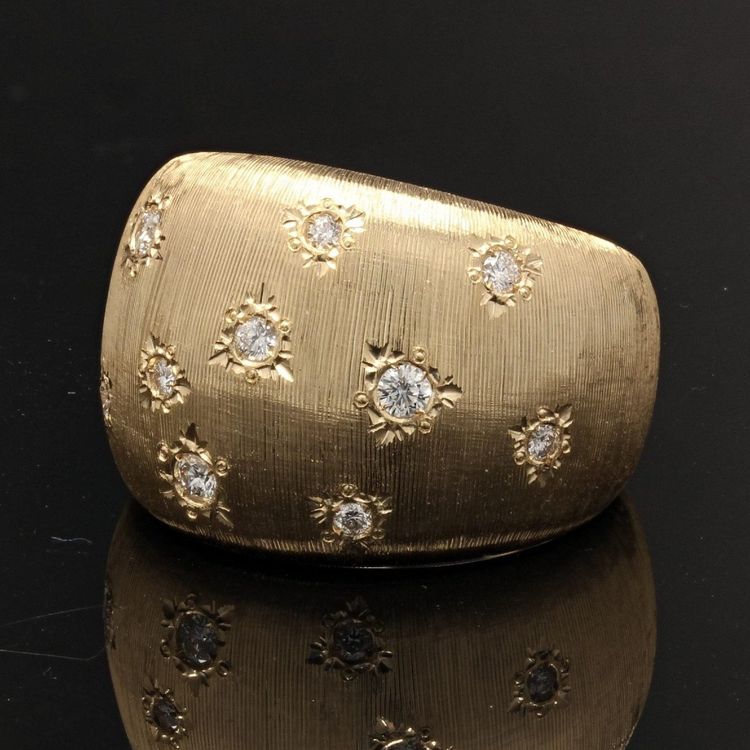 Bague Jonc Or Jaune Diamants Satinée