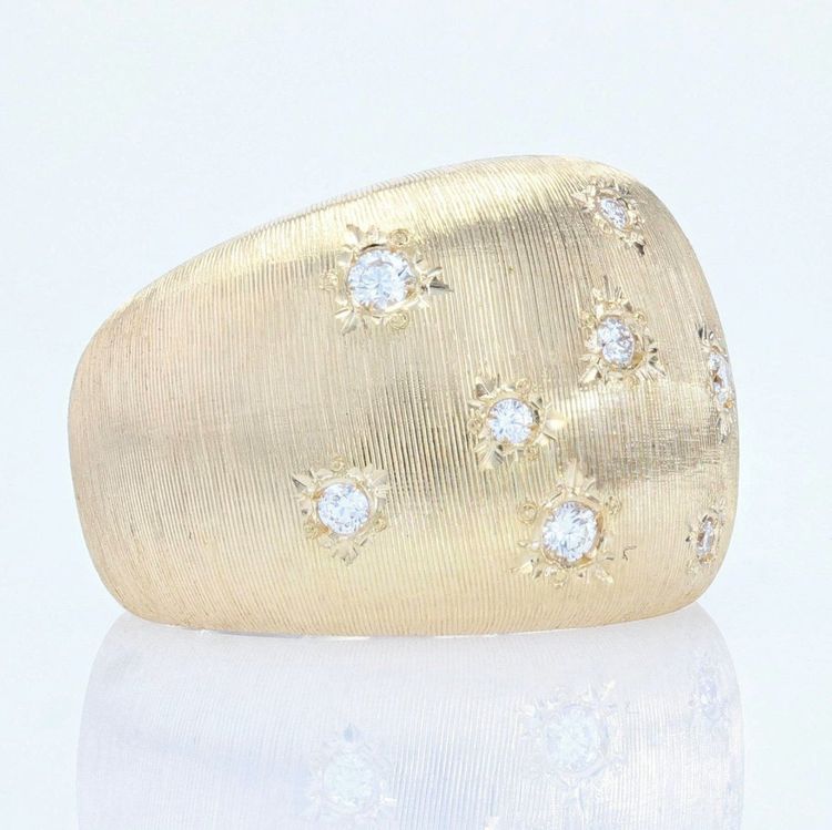 Bague Jonc Or Jaune Diamants Satinée