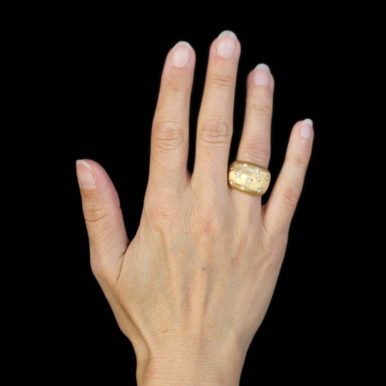 Bague Jonc Or Jaune Diamants Satinée