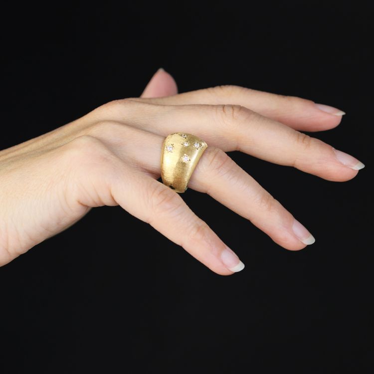 Bague Jonc Or Jaune Diamants Satinée