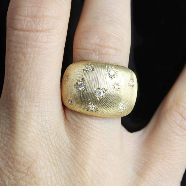 Bague Jonc Or Jaune Diamants Satinée