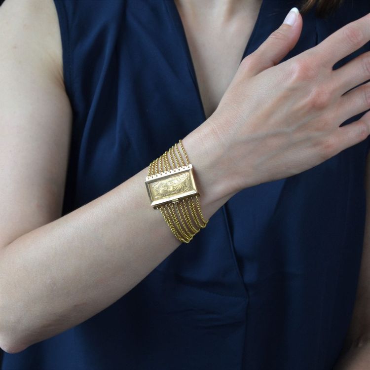 Bracelet Ancien Chaines Et Son Fermoir à La Pensée