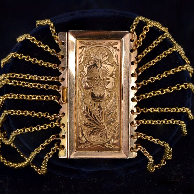 Bracelet Ancien Chaines Et Son Fermoir à La Pensée