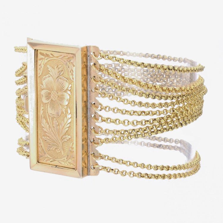 Bracelet Ancien Chaines Et Son Fermoir à La Pensée