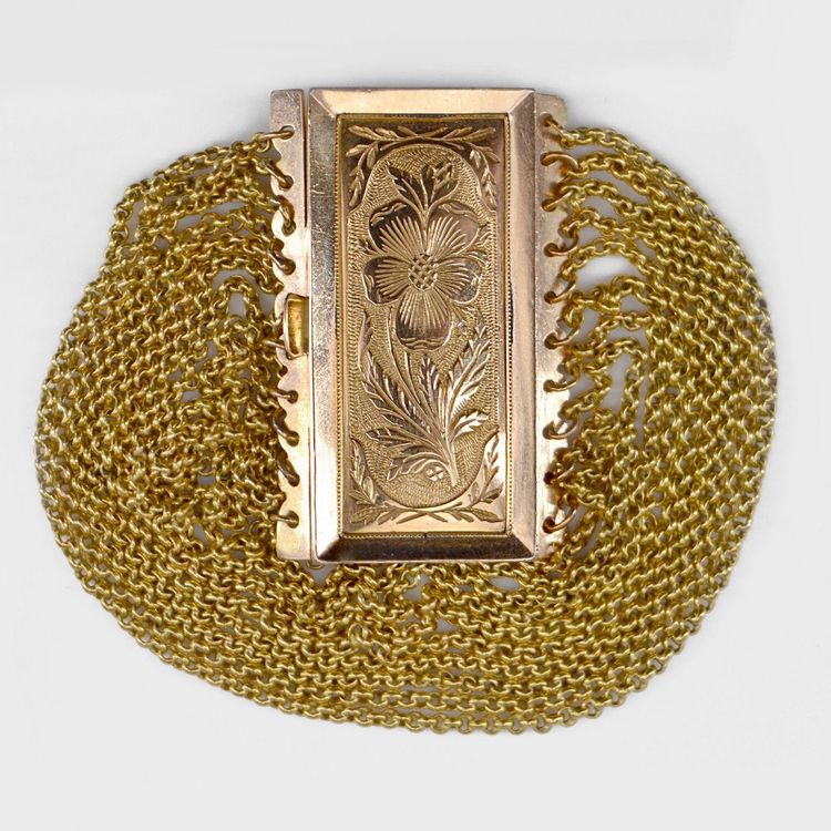 Bracelet Ancien Chaines Et Son Fermoir à La Pensée
