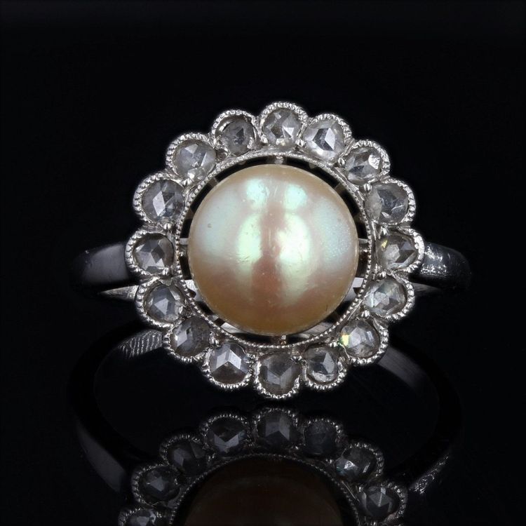 Antiker Gold- und Diamant-Perlenring
