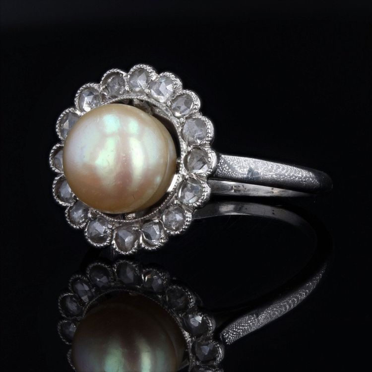 Antiker Gold- und Diamant-Perlenring