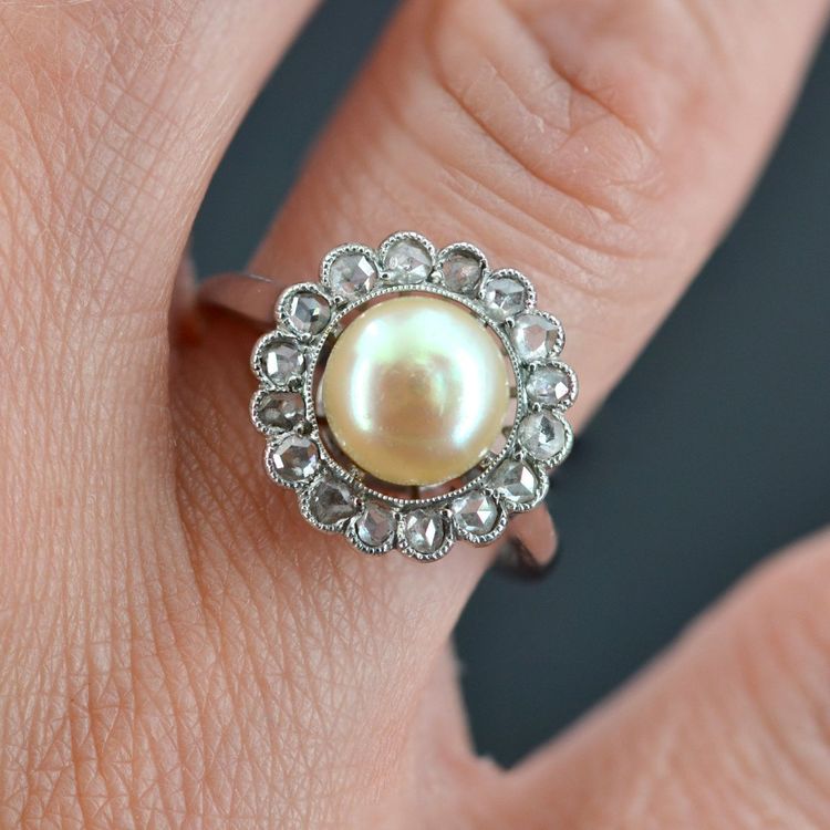 Antiker Gold- und Diamant-Perlenring