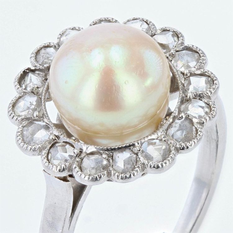 Antiker Gold- und Diamant-Perlenring