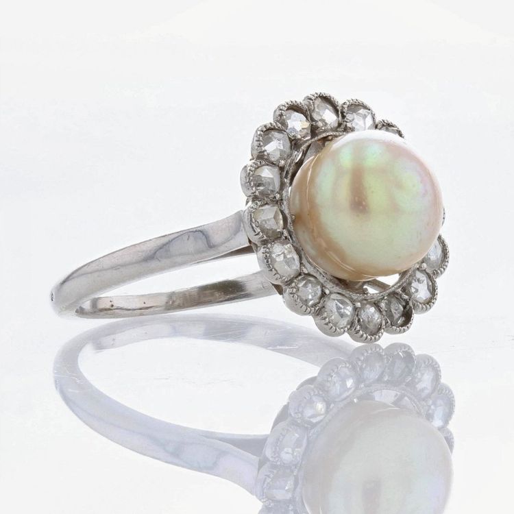 Antiker Gold- und Diamant-Perlenring