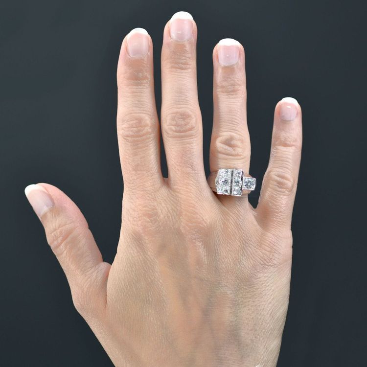 Bague Chevalière Art Déco Diamants