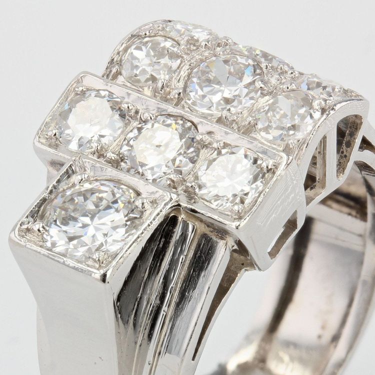 Bague Chevalière Art Déco Diamants