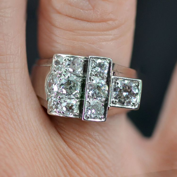 Bague Chevalière Art Déco Diamants