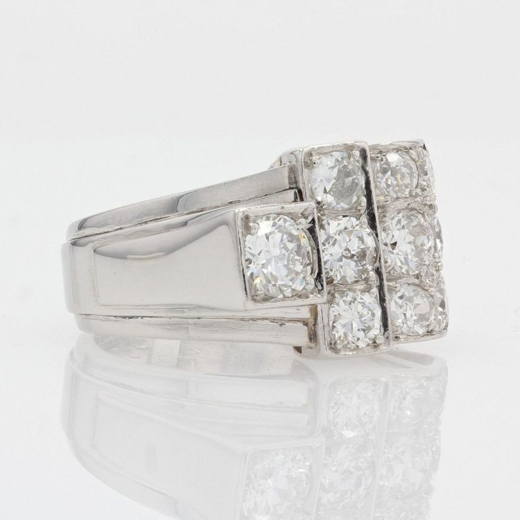 Bague Chevalière Art Déco Diamants