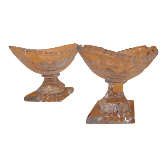 Paire de salière poivrière en cristal - XIXème siècle 