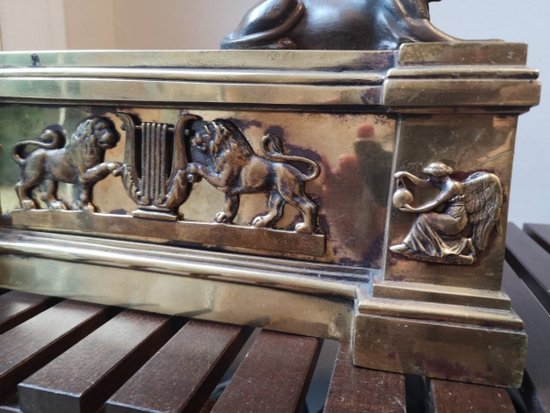 Pair of andirons - Bronze and wrought iron - Empire - 19th century