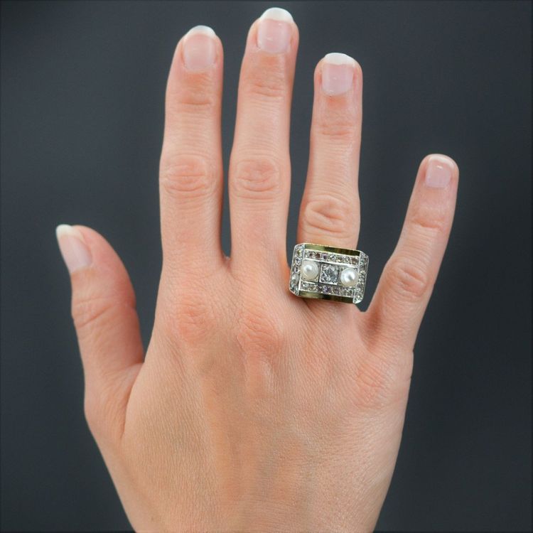 Fine Pearls And Diamonds Tank Ring