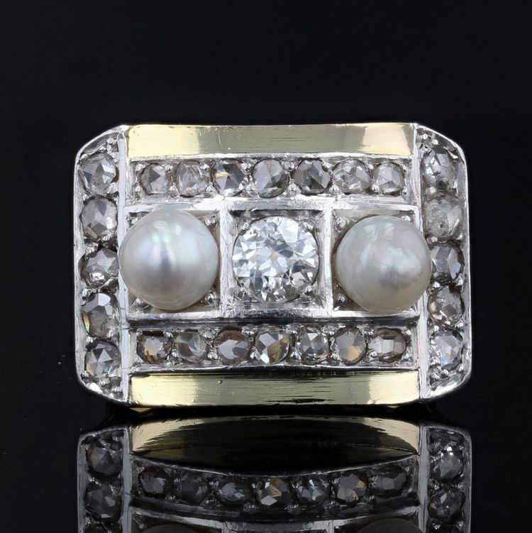 Fine Pearls And Diamonds Tank Ring
