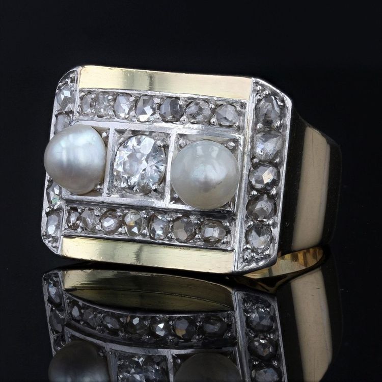Fine Pearls And Diamonds Tank Ring