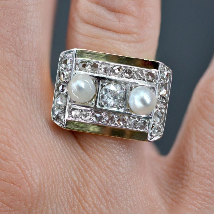 Fine Pearls And Diamonds Tank Ring