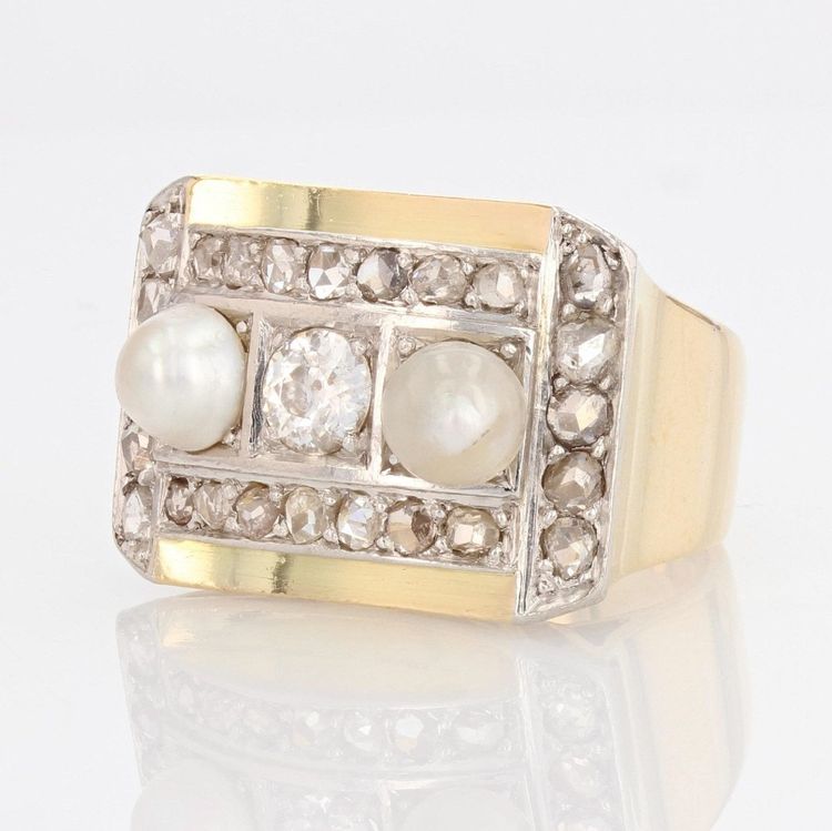Fine Pearls And Diamonds Tank Ring