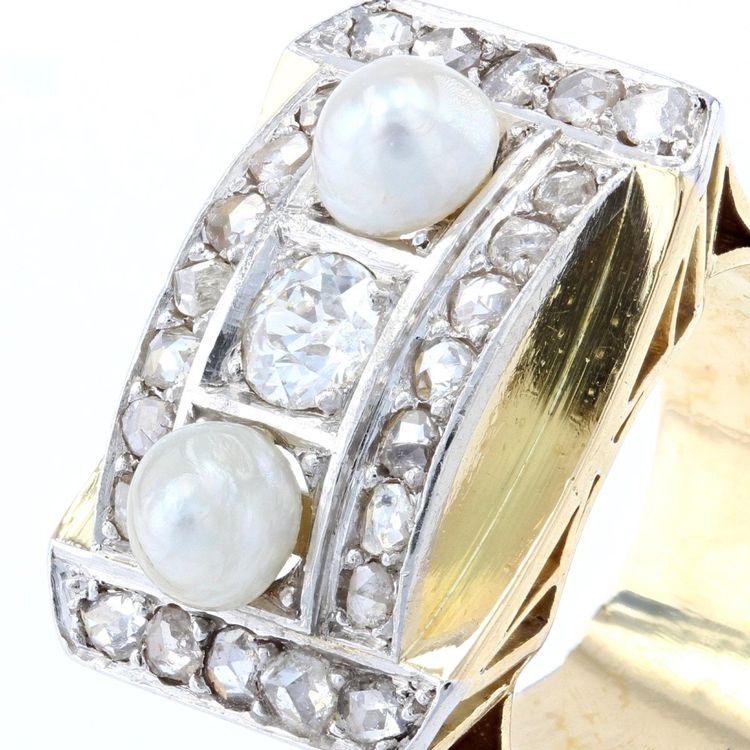 Fine Pearls And Diamonds Tank Ring