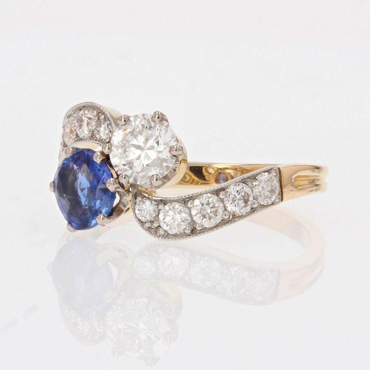Bague Toi Et Moi Saphir Bleu Et Diamants