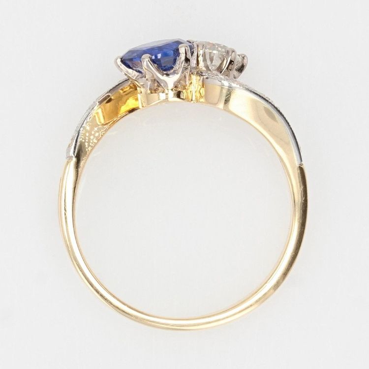 Bague Toi Et Moi Saphir Bleu Et Diamants