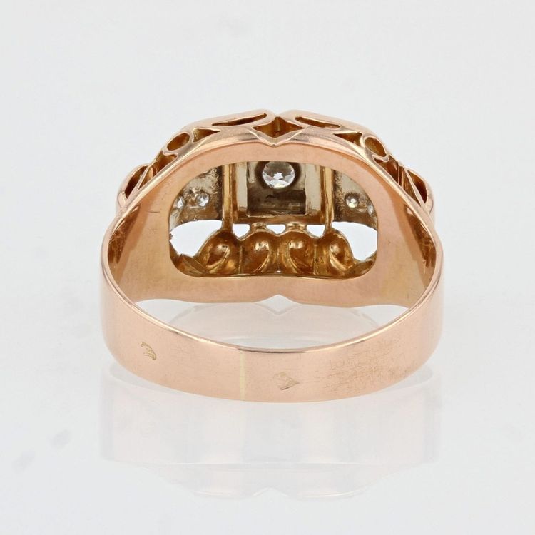 Bague Or Rose Diamants Ancienne
