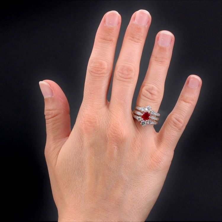 Bague Rubis Diamants 3 Anneaux