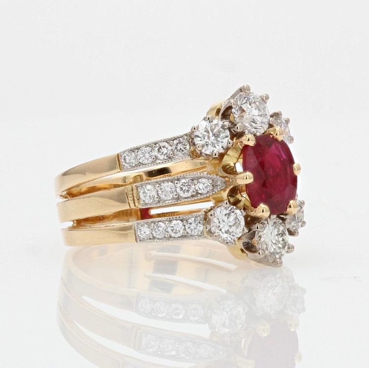 Bague Rubis Diamants 3 Anneaux