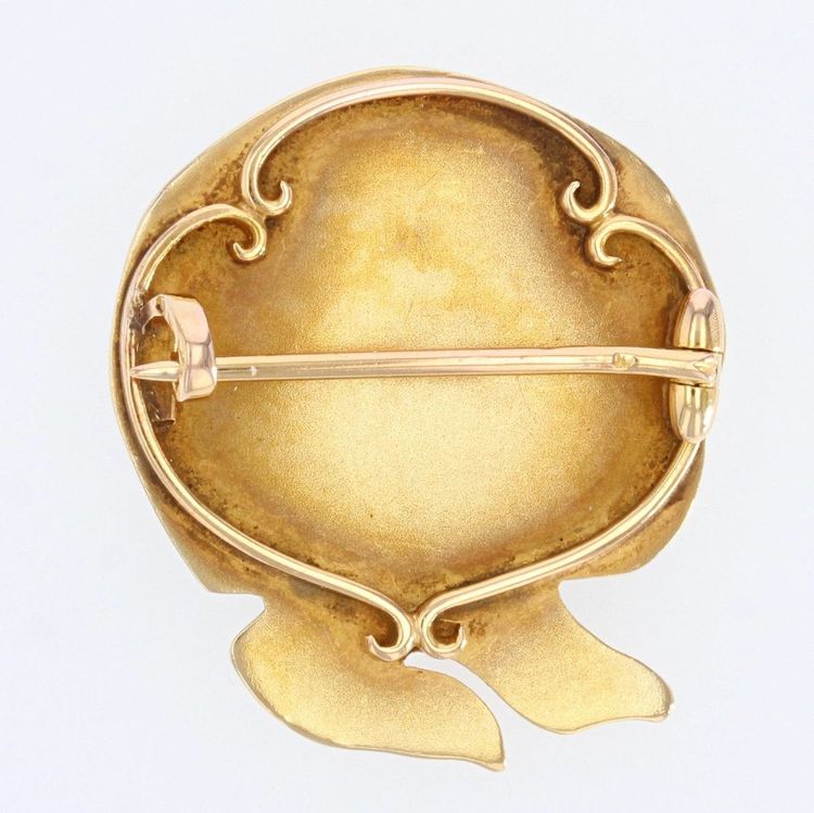 Broche Ancienne En Or Portait d'Enfant
