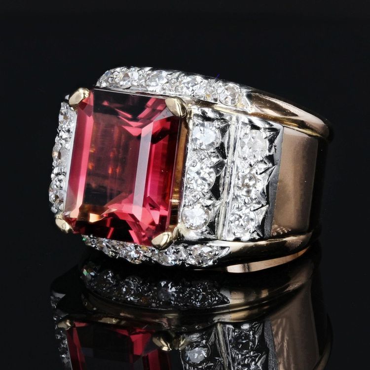 Bague Tank Tourmaline Et Diamants