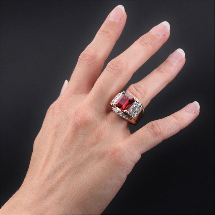 Bague Tank Tourmaline Et Diamants