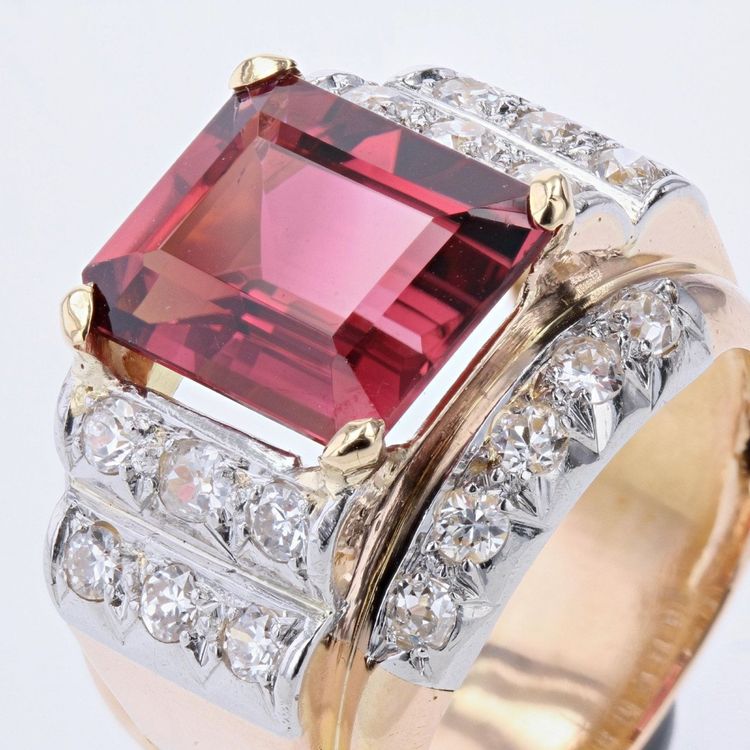 Bague Tank Tourmaline Et Diamants