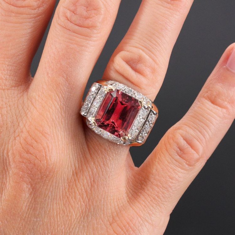Bague Tank Tourmaline Et Diamants