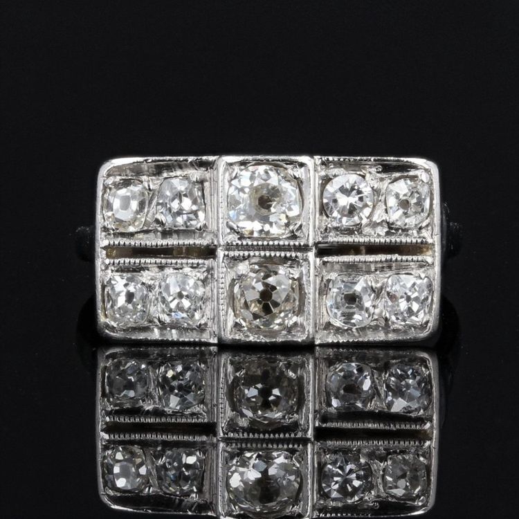 Bague Art Déco Rectangulaire Diamants